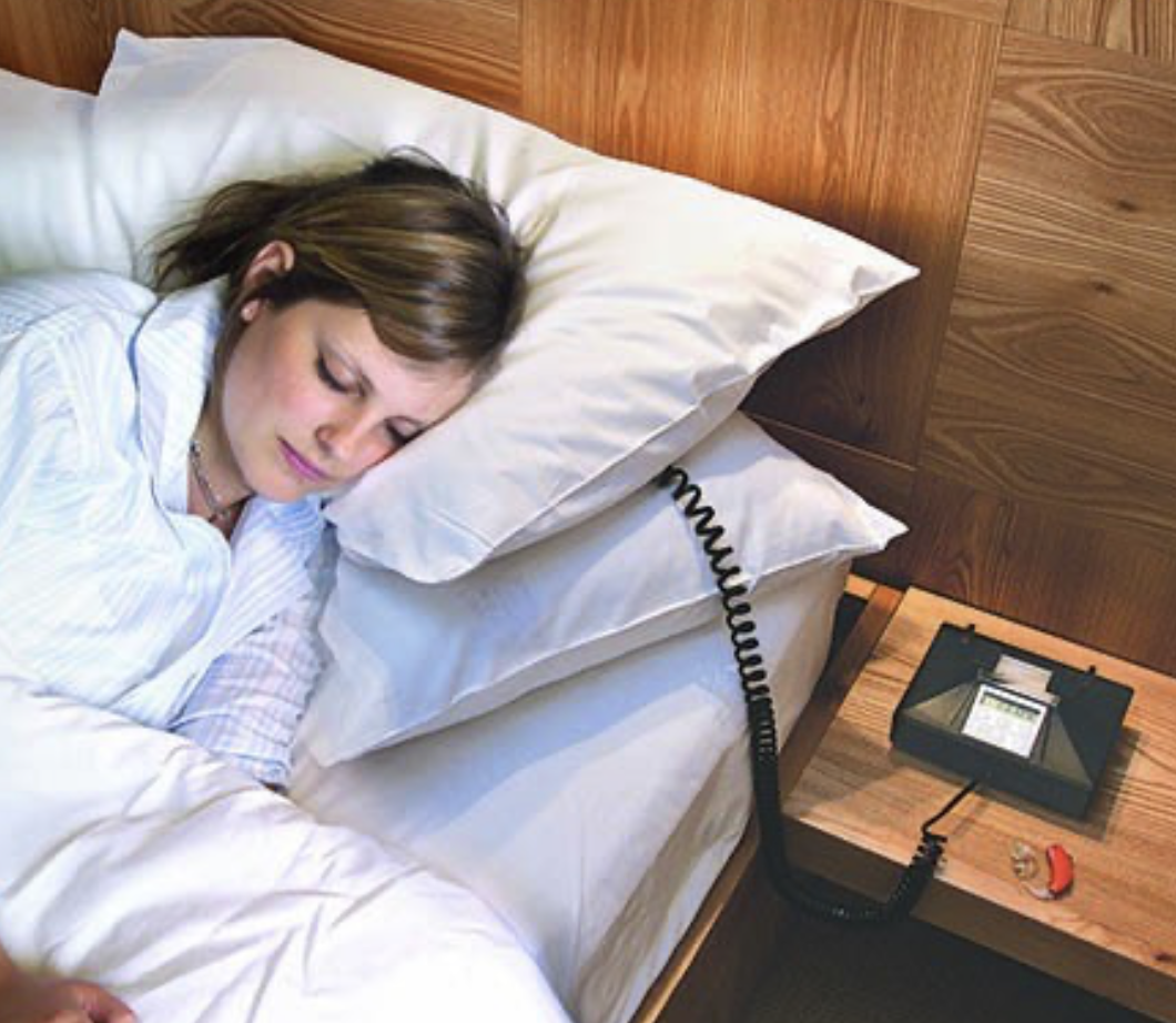Deafgard in use on bedside table